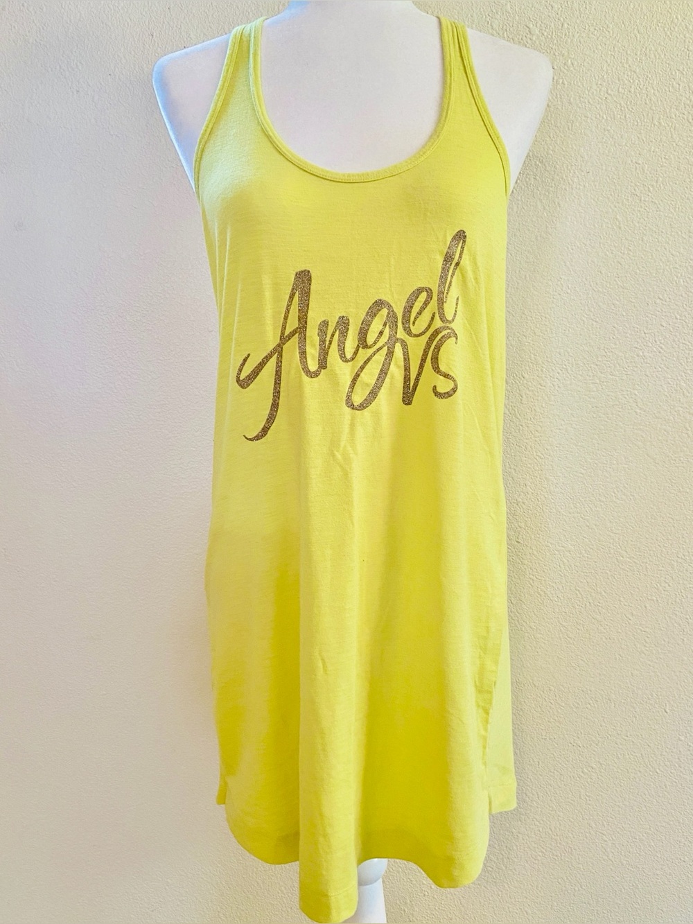 Victoria’s Secret Oversized Sleep Tee Tank Dress Yellow Gold Glitter